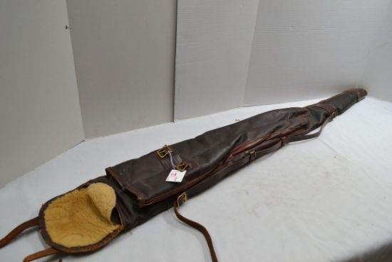 Vintage Winchester Leather Long Gun Case w/2 Built-in Side Pouches and Sheepskin Lining; 50" OAL; Ma