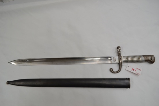 Argentine Model 1891 Bayonet w/Ground Crest, Scabbard, and Matching Numbers; Made in Solingen; 20-1/