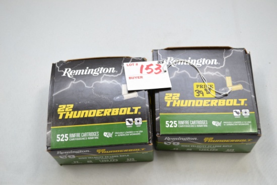 2 Boxes - Remington Thunderbolt .22 LR 40 gr. Cartridges; 525 Rds./Box; 2xBID