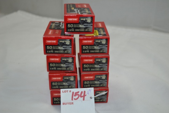 9 Boxes - Normal Match-22 .22 LR 40 gr. LRN; 50 Rds./Box; 9xBID