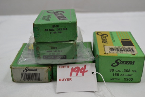 1 Lot of Assorted Sierra Bullets for Reloading
