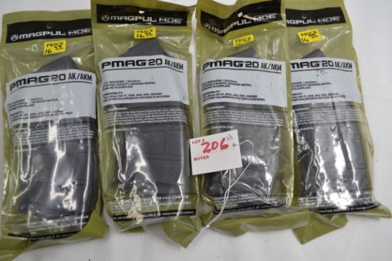 4 - Magpul MOE PMAG AK/AKM 20 Rd. Magazines; 4xBID