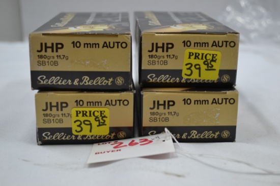 4 Boxes - Sellier & Bellot 10mm Auto 180 gr. JHP; 50 Rds./Box; 4xBID