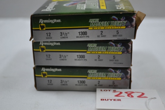 3 Boxes - Remington Premier Magnum Turkey 12 Ga. 3-1/2" 5-Shot Shells; 5 Rds./Box; 3xBID