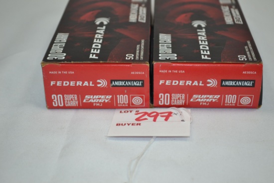 2 Boxes Federal .30 Super Carry 100 gr; 50 Rds. FMJ/Box; 2xBID