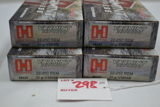 4 Boxes - Hornady Varmint Express .22-250 Rem. 55 gr. V-Max; 20 Rds./Box; 4xBID