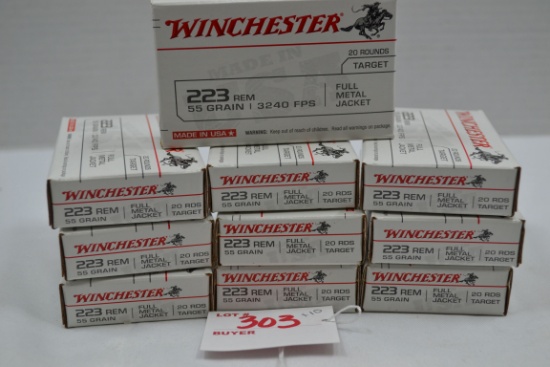 10 Boxes - Winchester .223 Rem. 55 gr. FMJ; 20 Rds./Box; 10xBID