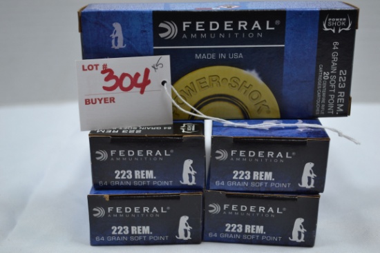 5 Boxes - Federal .223 Rem. 64 gr. SP; 20 Rds./Box; 5xBID