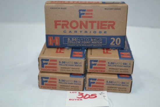 5 Boxes - Frontier 5.56 NATO 55 gr. HP Match; 20 Rds./Box; 5xBID