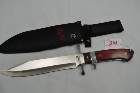 Frost Cutlery Fixed Blade SS Knife w/Wood Handle and Sheath; 15" OAL, 9" Blade