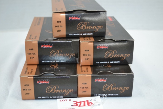 5 Boxes - PMC Bronze .40 S&W 165 gr. JHP; 50 Rds./Box; 5xBID
