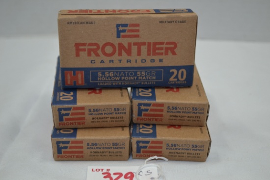 5 Boxes - Frontier 5.56 NATO 55 gr. HP Match; 20 Rds./Box; 5xBID