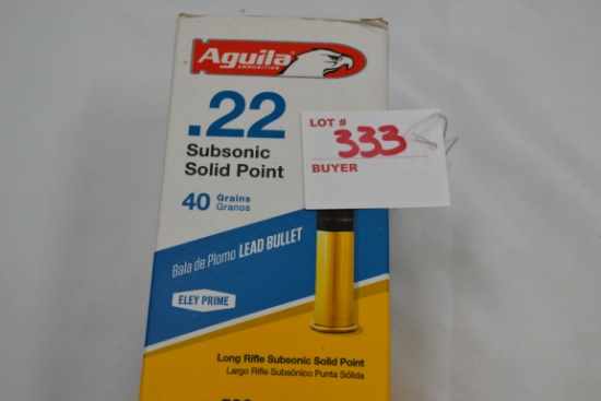 1 Box - Aguila .22 LR 40 gr. Subsonic Solid Point; 500 Rds./Box