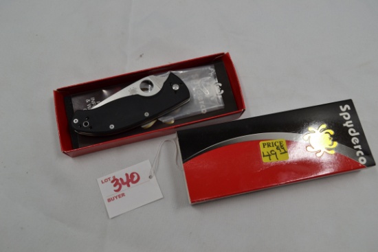 Spyderco C122GP Locking Folding Knife w/Spring Clip; 7-5/8" OAL, 3-3/8" Blade; NIB