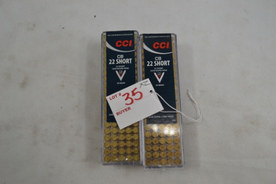 2 Boxes - CCI CB .22 Short LRN; 100 Rds./Box; 2xBID