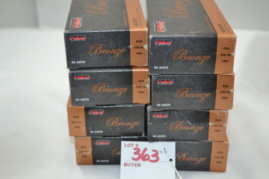 8 Boxes - PMC Bronze .45 Auto 230 gr. FMJ; 50 Rds./Box; 8xBID