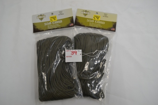 2 - Tac Shield 550 Cord; OD Green; 100 Ft. Length; 2xBID