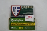 2 Boxes - .22-250 Rem. 55 gr. Including Fiocchi PSP FB and Remington PSP; 20 Rds./Box; 2xBID