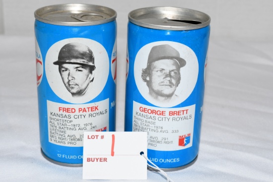 Pair of Vintage RC Cola George Brett and Fred Patek KC Royals Cans