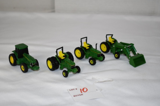 Group of 4 Ertl John Deere Tractors; 1/64 Scale