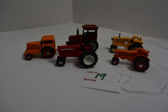 Group of 1:64 Scale Tractors including Minneapolis-Moline, White, and Cockshutt