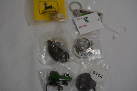 Assortment of John Deere Key Rings and Tie Tac