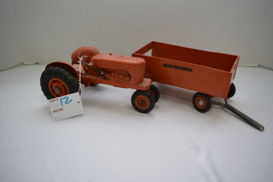 Product Miniature Allis-Chalmers Tractor and Wagon; 1:16 Scale