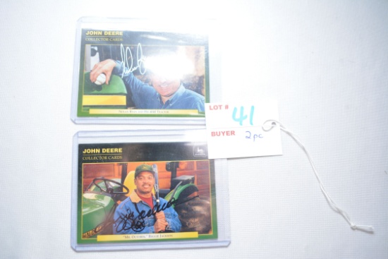 Pair of John Deere Autograph Cards including Nolan Ryan and Reggie Jackson; Real Signature on Card