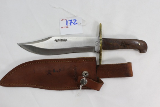 Remington RH-51 R700 Fixed Blade Bowie-Style Knife w/Leather Sheath, Original Box, and Paperwork; 11