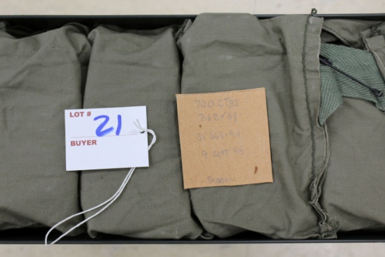 1 Can - 7.62x39mm Cal. HP on Stripper Clips in Bandoliers in U.S.G.I. Ammo Can; 700 Rds.