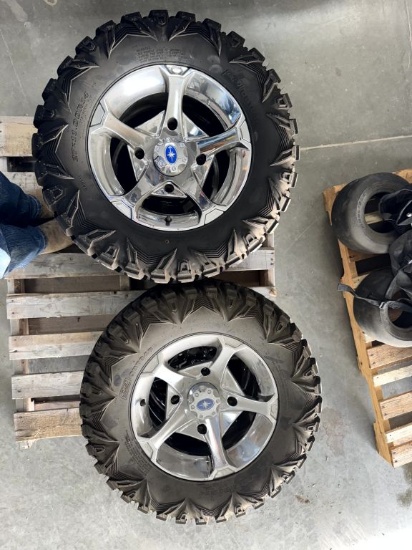 Set of 4 Ranger Tires and Chrome Wheels Off Ranger 1000xp