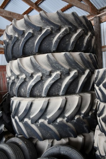 Set 4- 710/70R42 Firestone Tires @ 50% Avg. With Wheels, Fits John Deere 8000R Series
