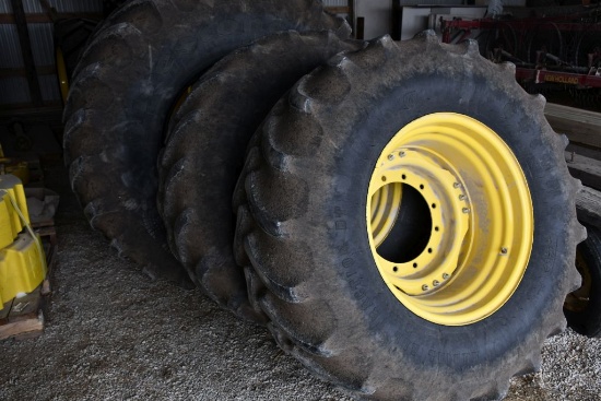 Set 2- 600/70R30 Deep Tread Firestone Tires and Wheels @ 40%, Fit John Deere 8000R Series