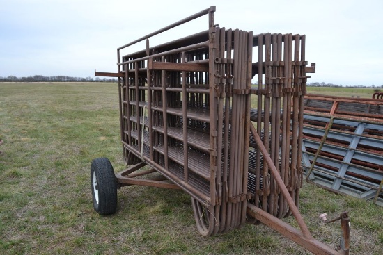 Portable Corral Trailer With Approx. 23- 10' Gates Including A Calf Creep Gate, Good Shape