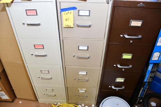 1 Lot of 3 Metal Vertical File Cabinets including 2-Hahn and 1-ASE; 13"Wx27"Dx52"T