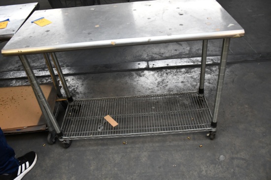 1 Lot of 4 Stainless Steel Commercial Grade Prep Tables w/Wheels; 49-1/2"Wx24"Dx39"T; LOT INCLUDES T