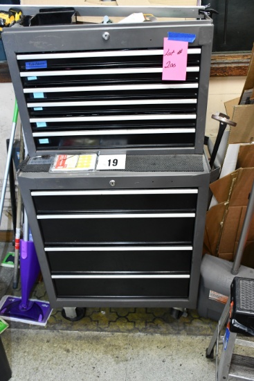 10-Drawer Stackable Tool Chest on Rollers w/Tools; 26"Wx18"Dx52"T
