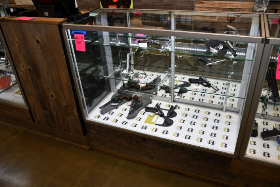 Kansas City Fixture 4'Wx20"Dx44"T Display Cabinets w/Base, 3-Sides Glass, Glass Interior Shelves, LE