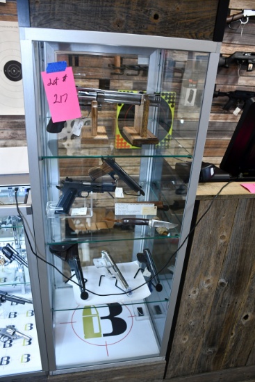 Kansas City Fixture 20"Wx20"Dx68"T Display Cabinet w/Base, 4-Sides Glass, Glass Interior Shelves, LE