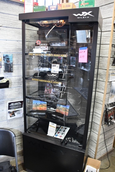 Wileyx LED Lighted Display Case w/Locking Top and Bottom Storage; 31"Wx14"Dx79"T; CABINET ONLY