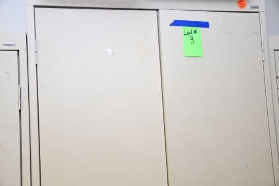 Sandusky 2-Door Metal Storage Cabinet w/Shelving and Binders; 36"Wx17-1/2"Dx78"T