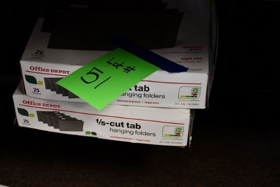 1 Lot of Office Supplies including File Rack, Paper, Hanging Folders, Etc.