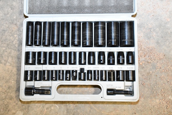 37-Piece Impact Metric Socket Set w/2 Extensions 1/2" and 3/8" and Standards
