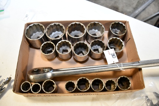 Craftsman No. 44801 1" Drive Ratchet with Craftsman 18-Piece Socket Set; Up to 2"
