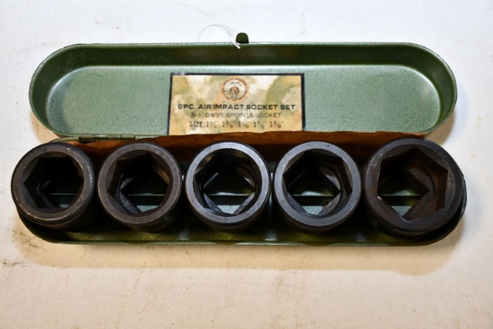 Omaha Industries 6-Piece 1" Air Impact Socket Set; 1-1/4" to 1-5/8"