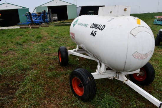 Approx. 750 Gal. Anhydrous Tank on Cart w/Flotation Tires; Has Tag