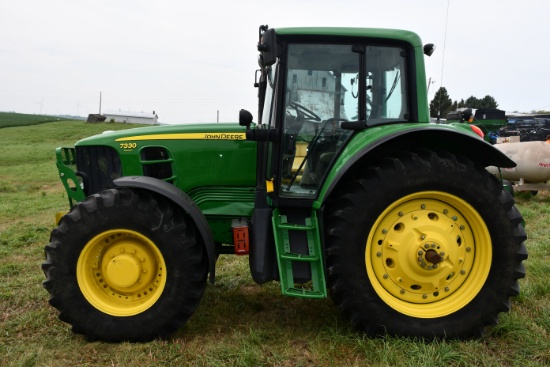 2008 John Deere 7330 Premium MFWD, 1396 Hours, 3 SCV'S, Power Quad With E Range and Left Hand Revers
