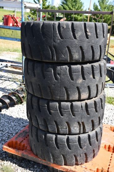 Caterpillar Skid Steer Tires On Rims, Set of 4, Good Tread