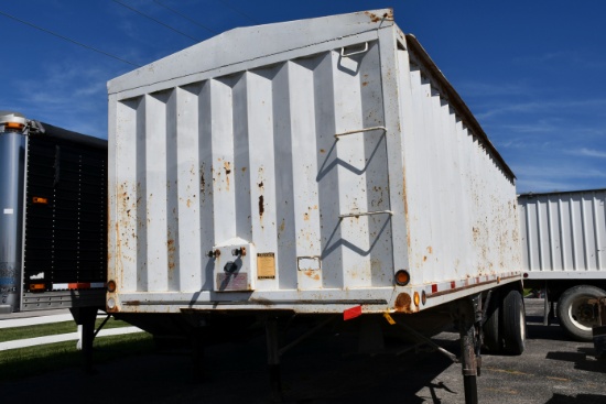1992 Hawk Hopper Bottom, 35,000 Single Axle, Manual Tarp, 11R22.5 Tires @15% With Checking and Chunk