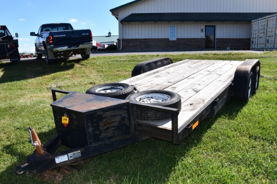 2000 H&H Trailer, Tandem 7000lb Axles, 16'+2', Ramps, 12,000 Winch, 2 5/16" Ball, Good Floor, 225/75